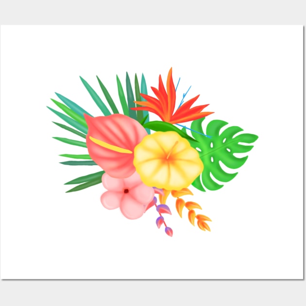 Tropical Flowers Wall Art by Potatoeburger